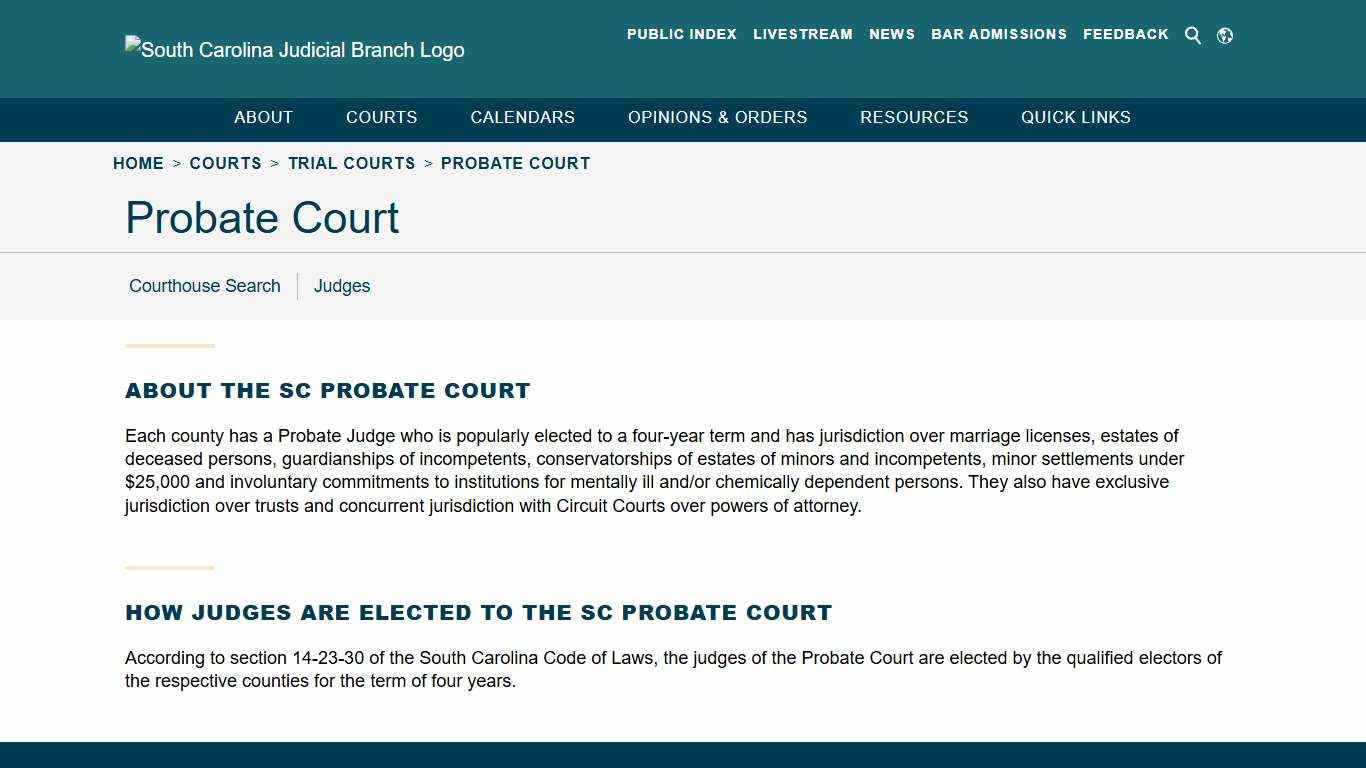 Probate Court - South Carolina Judicial Branch